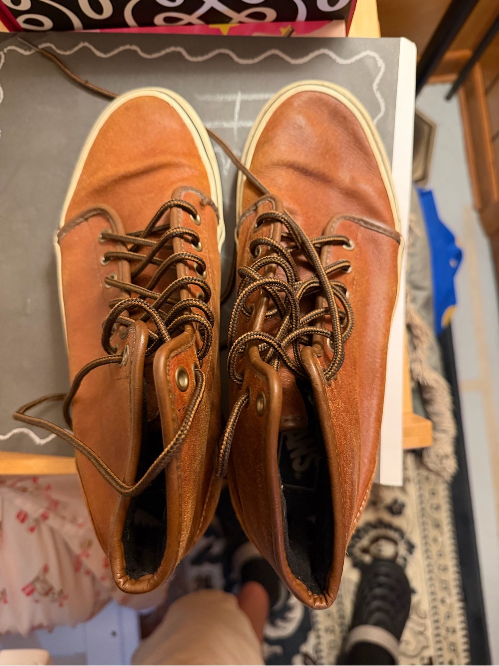 Vans Men's Brown Leather High-Top Sneakers - Picture 2 of 7